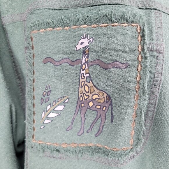 VTG C.A. Sport Green 100% Silk Lightweight Buttoned Lined Jacket Safari Large L - Picture 10 of 16